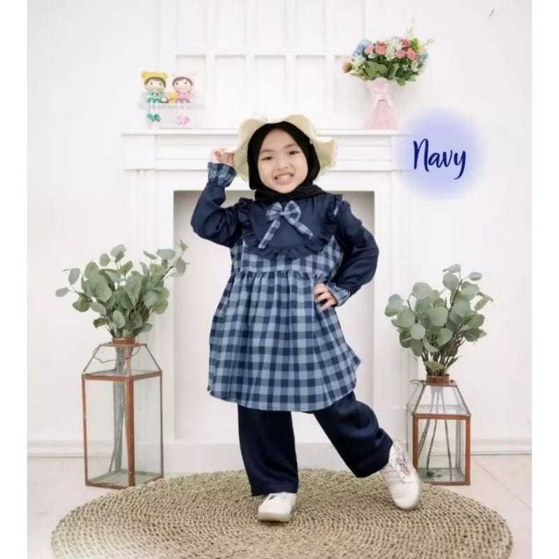 Baju Setelan Muslim Anak Terbaru One set anak Perempuan Queensha one set pita untuk 1-8 thn by Mysha