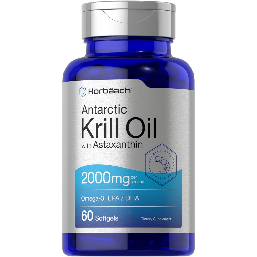 Horbaach Antarctic Krill Oil 2000mg Omega-3, EPA, DHA  with Astaxanthin 60 Softgels