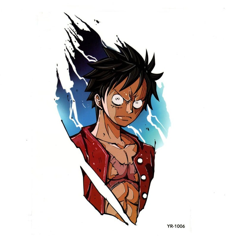 ZARIL Tato Temporer Tatto Temporary tahan 2-5 hari Motif YR-1006 LUFFY ONE PIECE size 21x15 cm