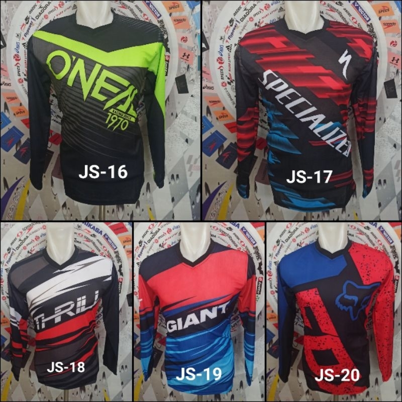 Jersey sepeda atasan lengan panjang olahraga sepeda baju lengan panjang motif printing sepeda