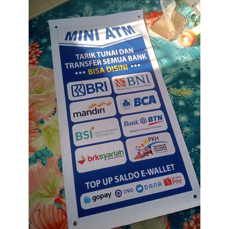 Spanduk Mini ATM Transfer Semua Bank Ukuran 50x100cm