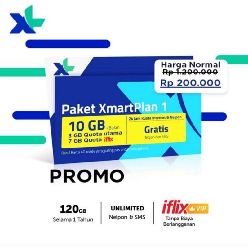 KARTU XL XMARTPLAN NOMOR XL INCLUDE PAKETAN TIAP BULAN 10GB/25GB/40GB SELAMA 1TAHUN (NOMOR BISA PILI
