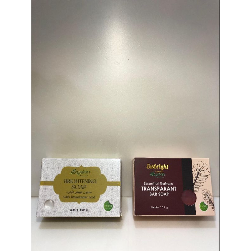Sabun BPOM EXOSKIN Essential Gaharu Transparant (Bar Soap) & Brightening (Bar Soap)