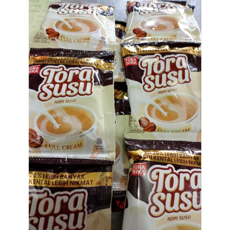 

kopi Tora bika susu kemasan 1 renceng isi 10 pcs