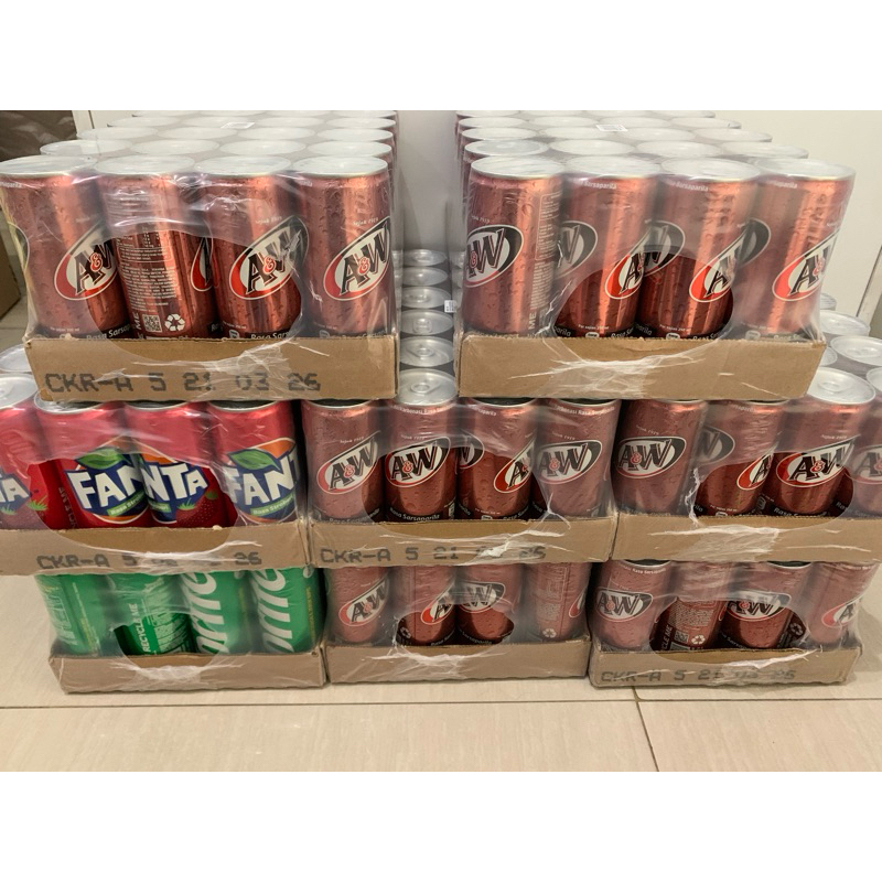 

A&W / Coca Cola / Fanta / Sprite / AW Kaleng 250 ml - 1 DUS (Isi 24 Pcs)
