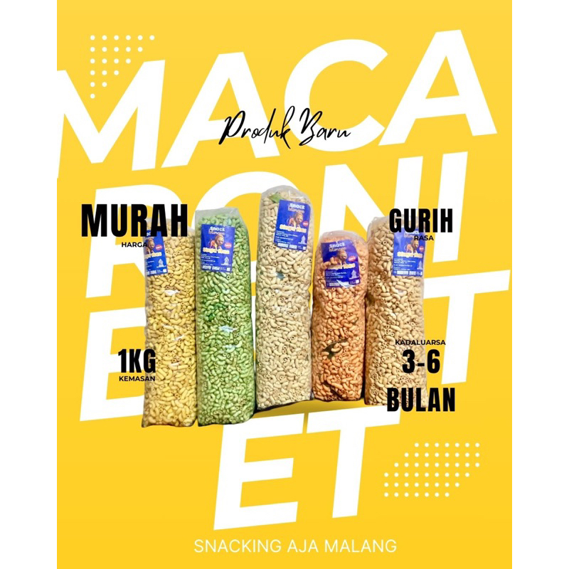 

Macaroni Bantet Murah Kemasan Jumbo 1kg | Macaroni Original Pedas Balado Jagung Manis Daun Jeruk 1kg | Makaroni Kering Bantet Kriuk Khas Malang | Snack Murah 1kg | Cemilan Gurih Viral Shopee