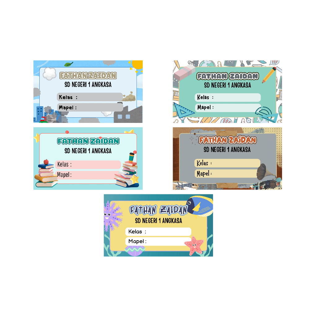 

STIKER/LABEL NAMA BUKU PELAJARAN, BUKU TULIS ANAK LAKI-LAKI PART 2