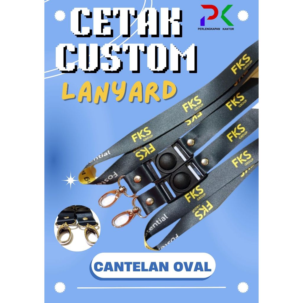 

Cetak Lanyard Print Sublim 2cm cetak 2 muka / tali id card printing finishing CANTELAN OVAL
