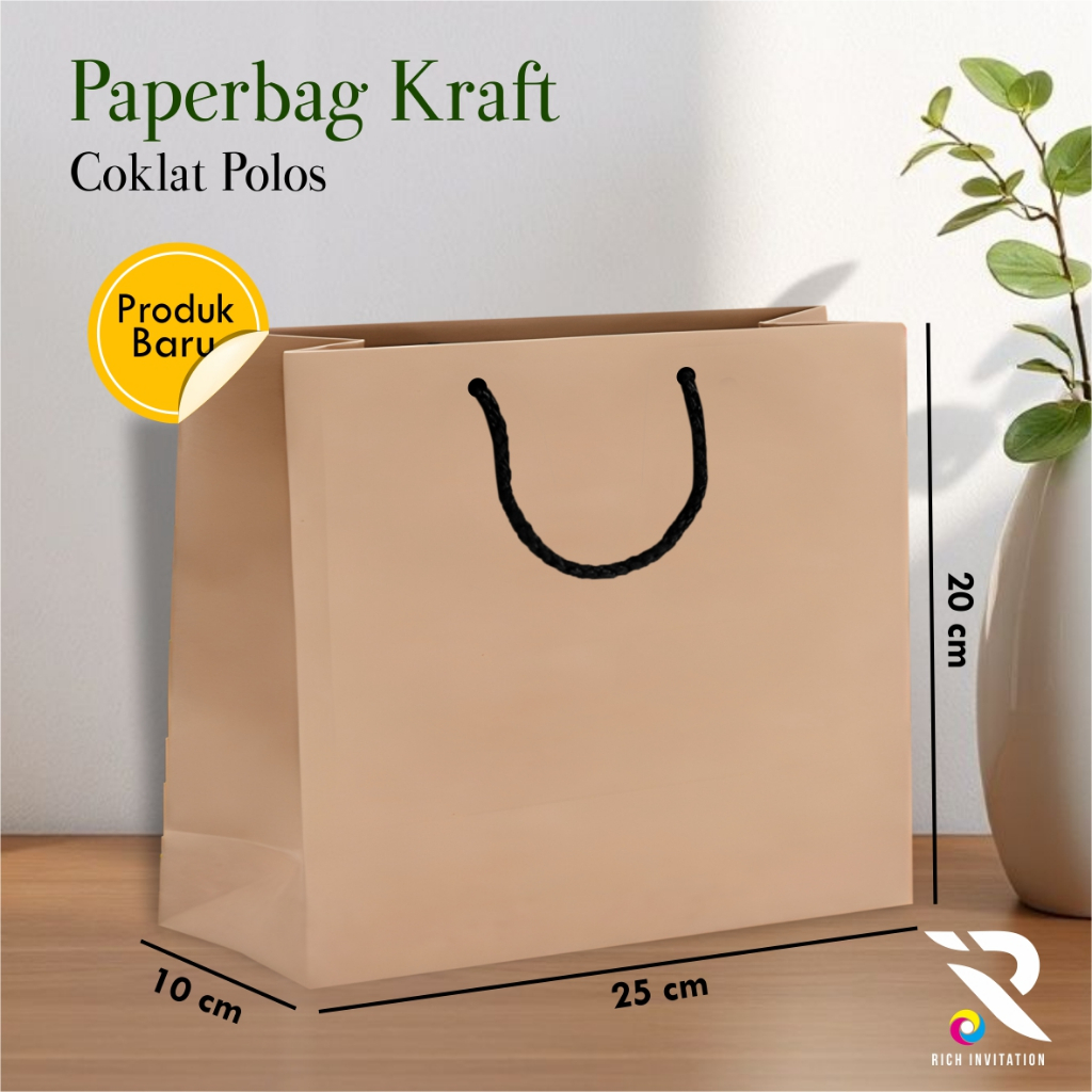 

[12PCS] PAPER BAG KRAFT COKLAT POLOS - TAS SOUVENIR PERNIKAHAN BAHAN KRAFT UKURAN 25 x 20 x 10 CM