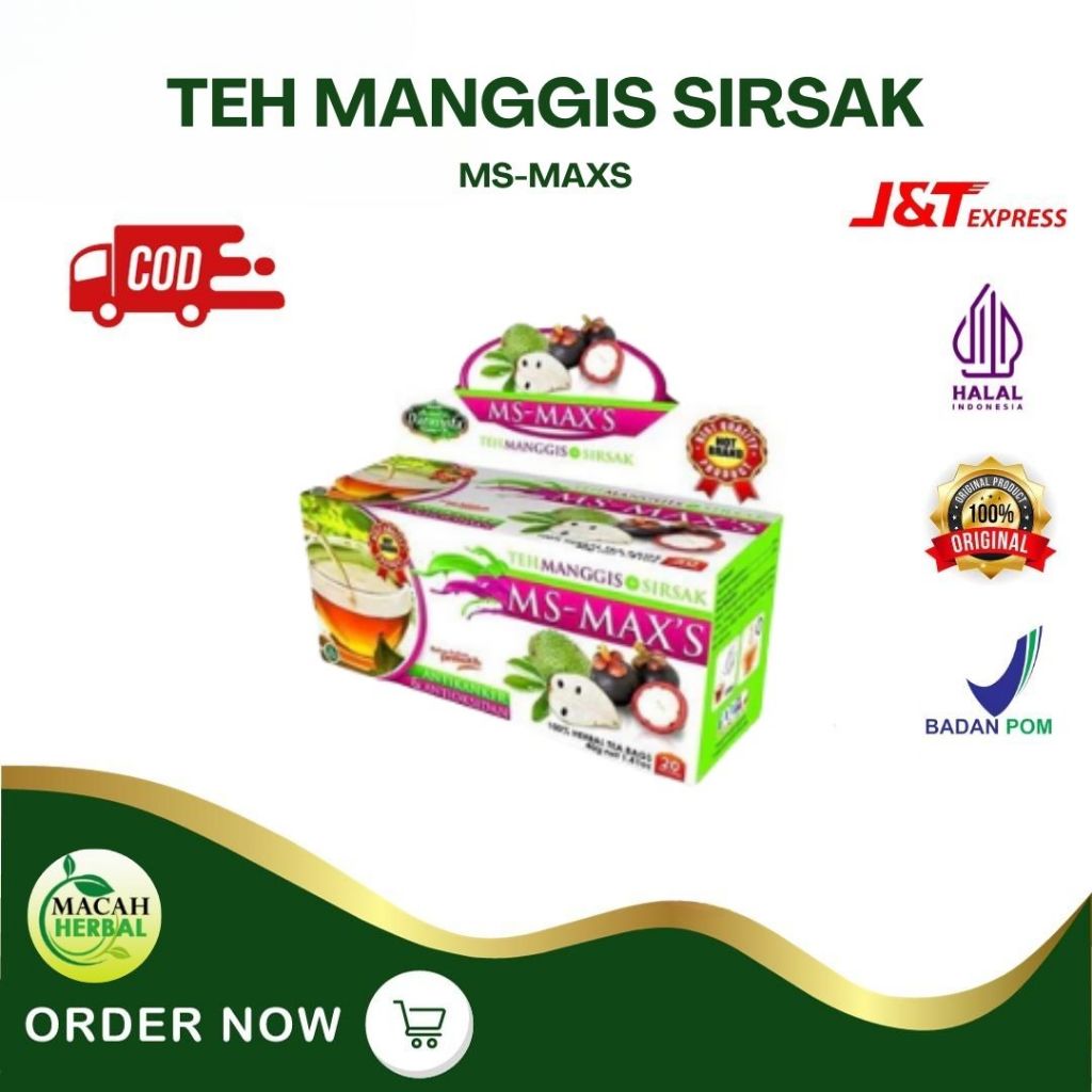 

MACAH HERBAL - TEH MANGGIS SIRSAK MS-MAXS - TEH KULIT MANGGIS PLUS DAUN SIRSAK TEH HERBAL ISI 20 PCS