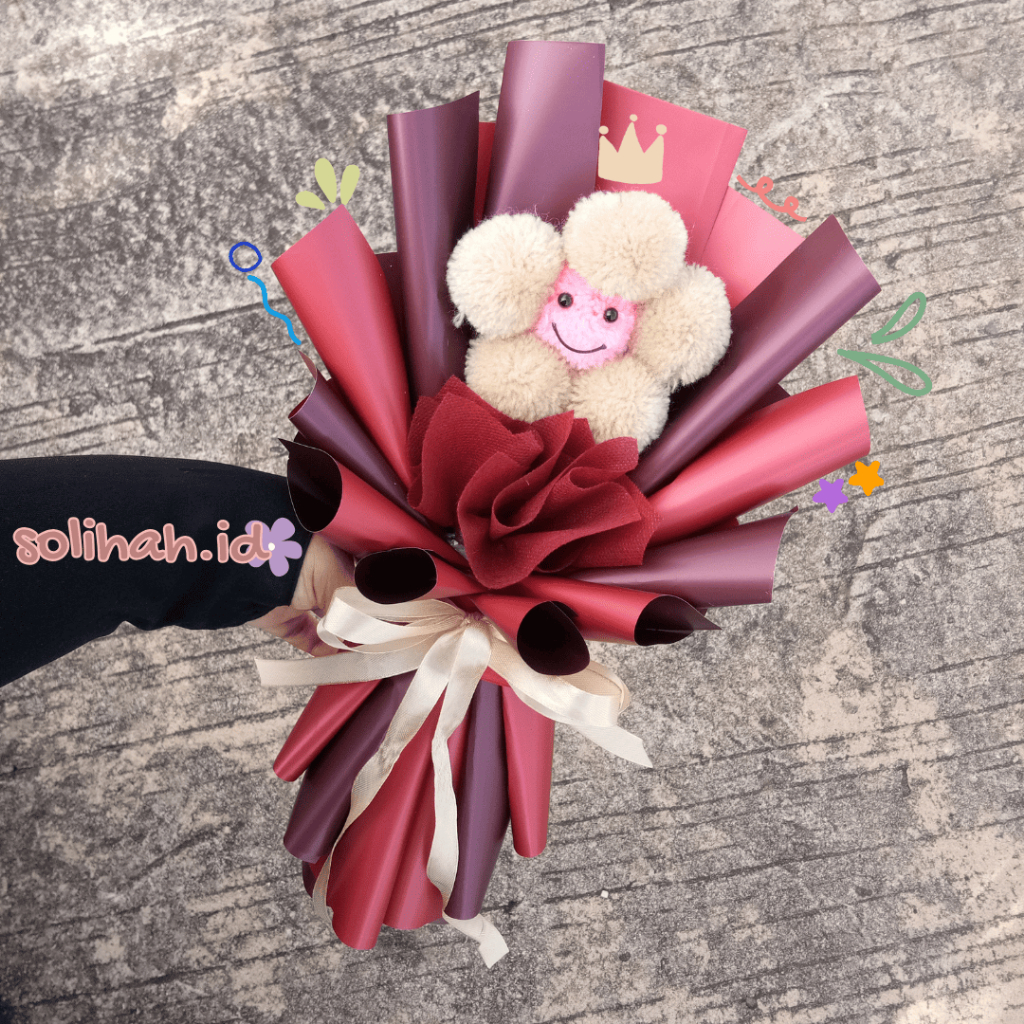 buket pompom, buket wisuda unik lucu