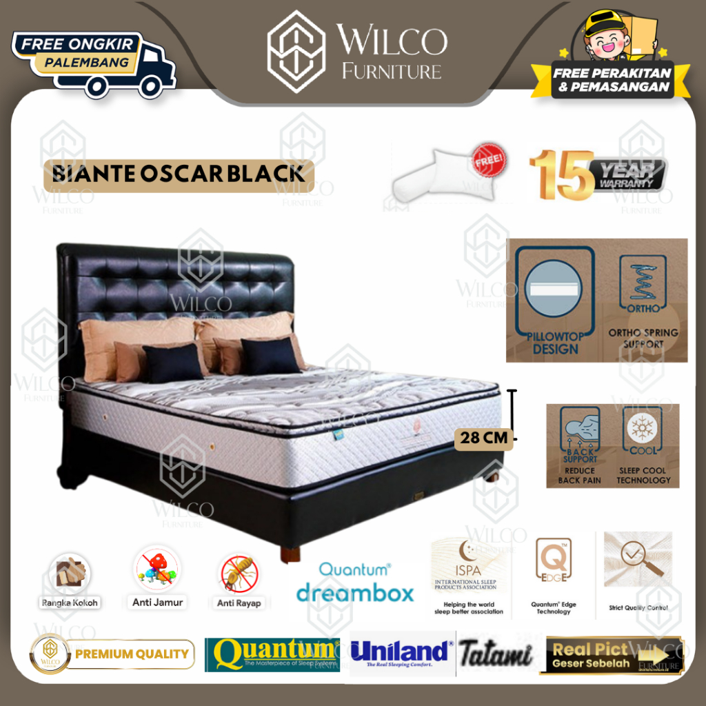 Kasur Springbed Quantum PM Single Pillow Top BIANTE | Matras Kuantum Pillowtop Free Ongkir Palembang