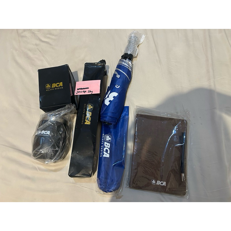 

BCA prioritas payung lipat tumbler seamless notebook agenda neck support pillow