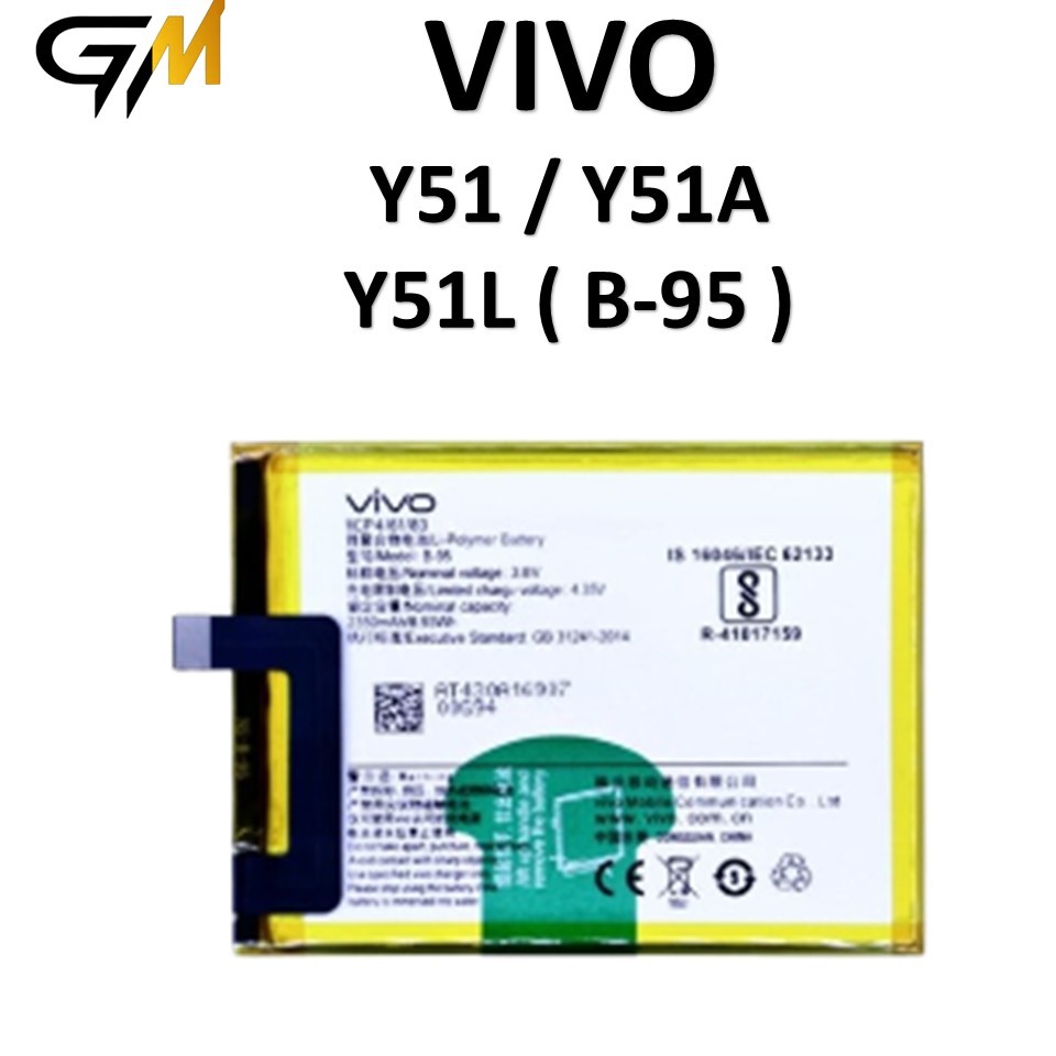 BATERAI VIVO B-95 Vivo Y51 / Y51A / Y51L  Batre Batrai Baterai ORIGINAL 100%