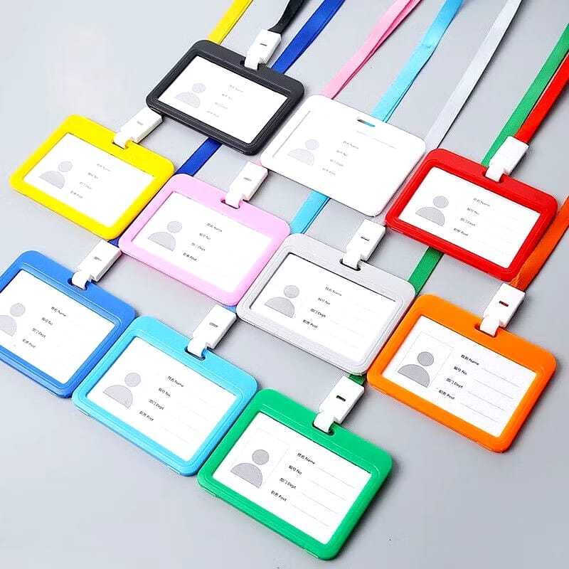 Name Tag Id Card Gantungan/ Lanyard Kartu Nama Plastik / Plastik Id Card Landscape Dan Tali