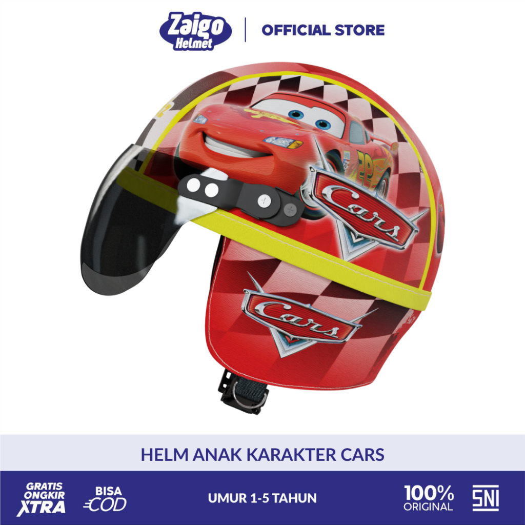 Helm Anak Chips Motor Sepeda Listrik Sepatu Roda Vintage Motif Cars usia 1 2 3 4 tahun