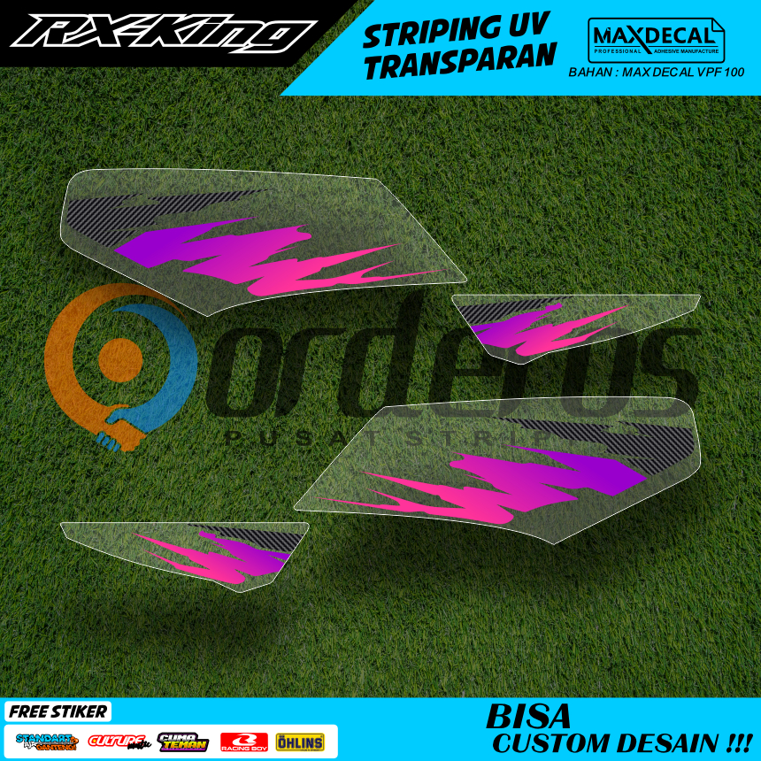 STIKER MOTOR RX KING LIS STRIPING TRANSPARAN  DESAIN UNIK SIMPLE MINIMALIS FREE REQUEST WARNA/TULISA