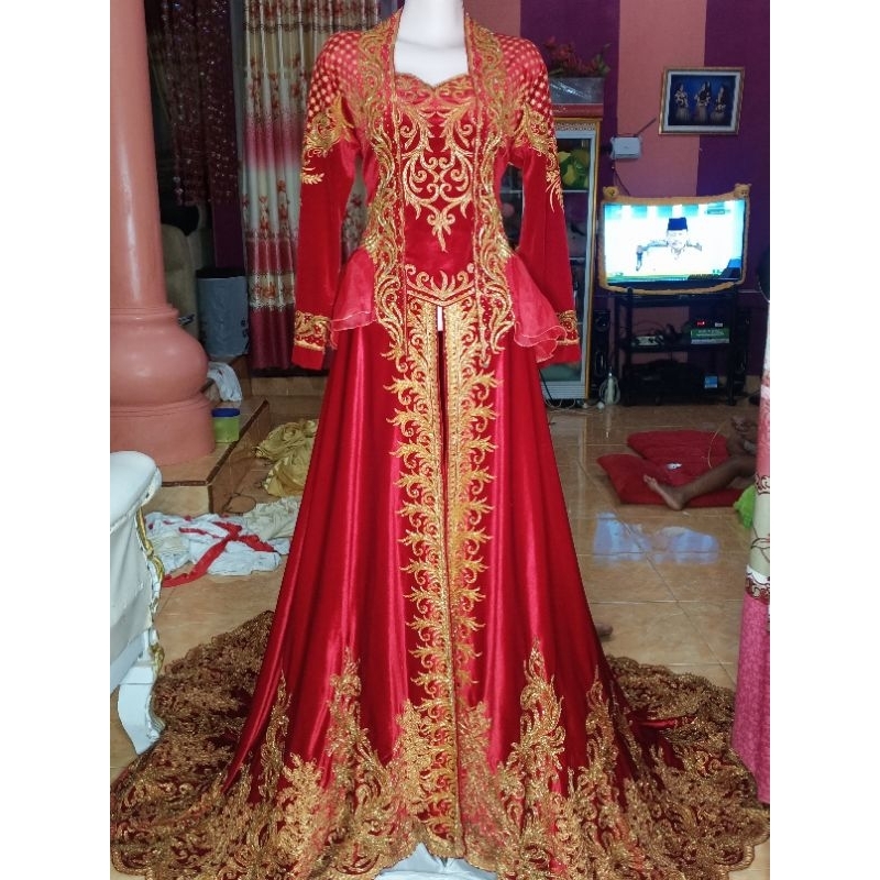 Preloved baju pengantin Jawa kutubaru merah