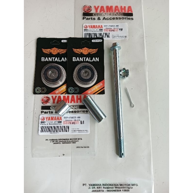 1 SET 4 AITEM AS RODA DEPAN PANJANG 19.5 CM + BEARING 6300 + BOS TROMOL + BOS RODA DEPAN YAMAHA JUPI