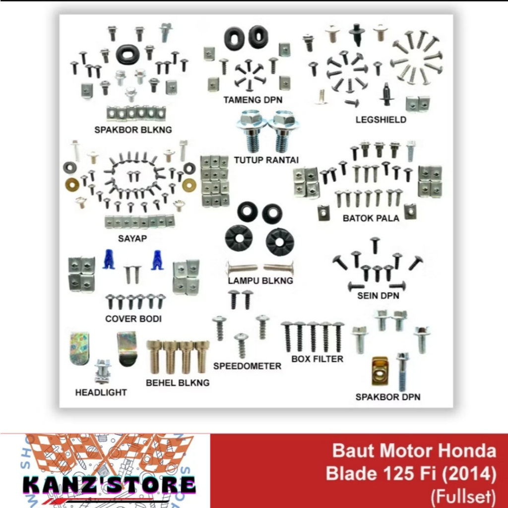 Baut Honda Blade 125 FI Full Set / Baut Body Honda Blade 125 FI New Full Set