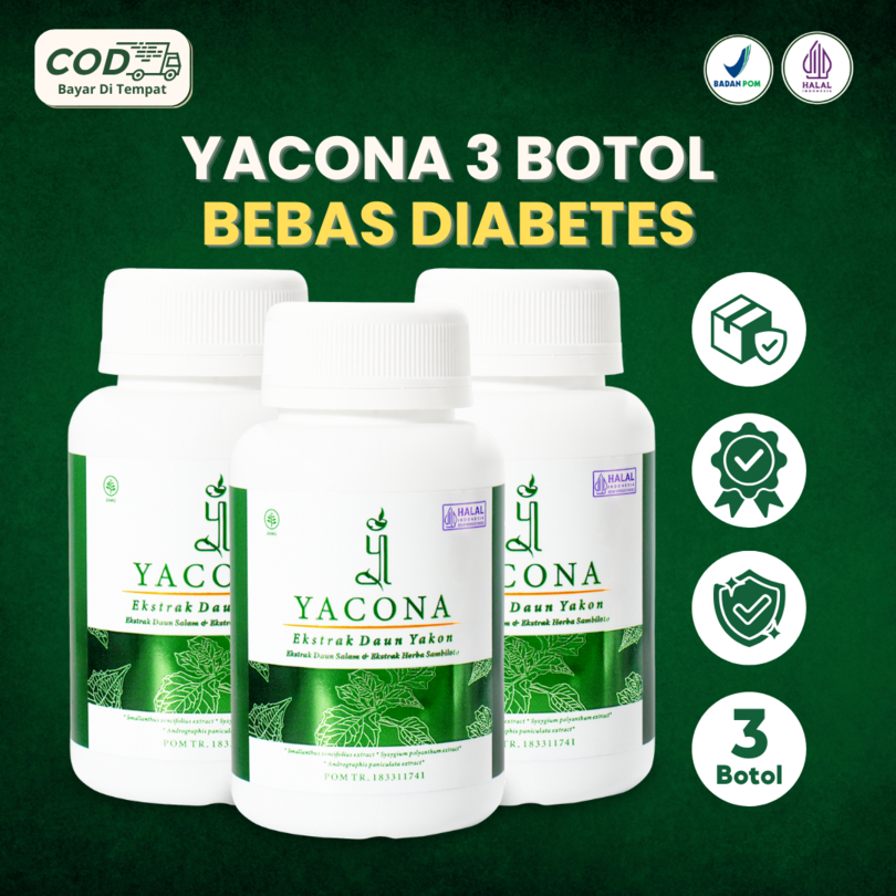 Obat Diabetes Herbal Gula Darah Tinggi Yacona Kapsul Diabetes Kencing Manis Paket 3 Botol