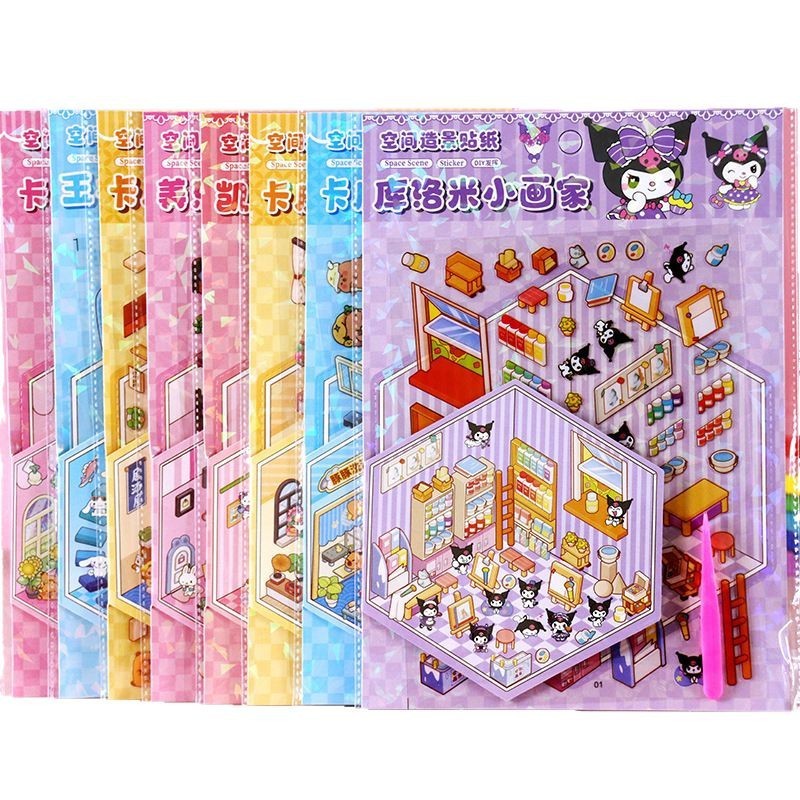 

STIKER DIY LUCU GAMBAR TEMPEL 3D MINIATUR CAPYBARA SANRIO HELLOKITTY BENTUK LANDSCAP