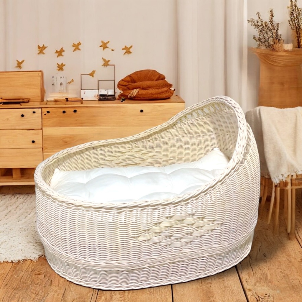 KERANJANG ROTAN TEMPAT TIDUR BAYI ANYAMAN ROTAN