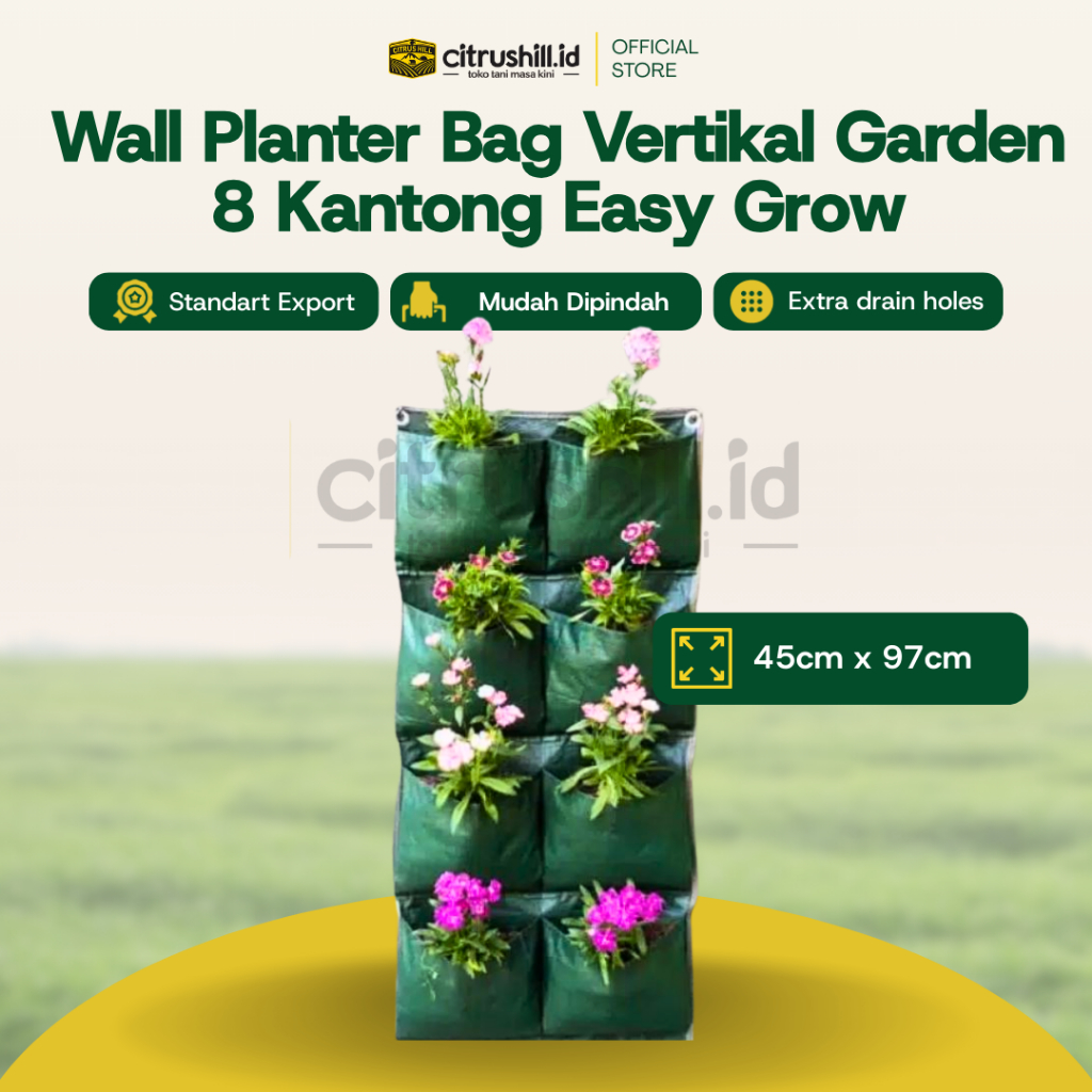 WALL PLANTER BAG EASY GROW VERTICAL GARDEN 8 KANTONG