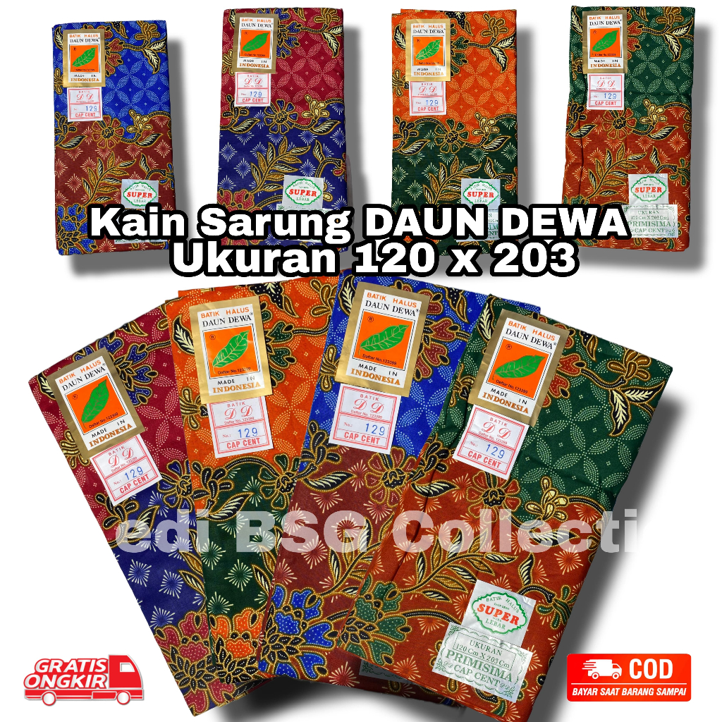 Kain Sarung Batik Daun Dewa Bahan Katun Premium Super Lebar 120 x 203 Primisima Belum Jahit wanita