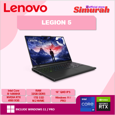 LENOVO LEGION 5 16 I9 14900HX RTX4060 8GB/ 32GB 1TB W11 16.0QHD IPS
