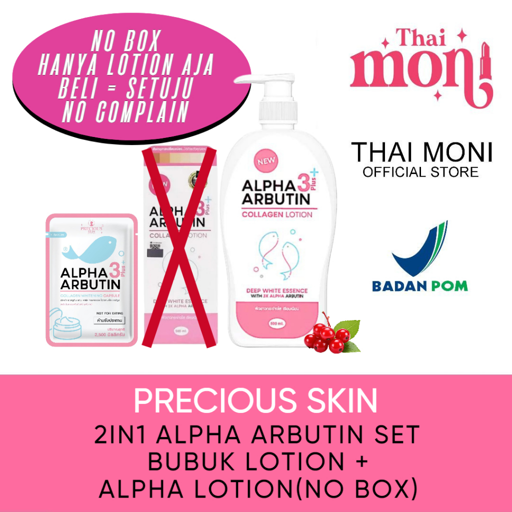 Precious Skin Thailand Alpha Arbutin 3 Plus Whitening Lotion & Bubuk Handbody / Kapsul Campuran HB