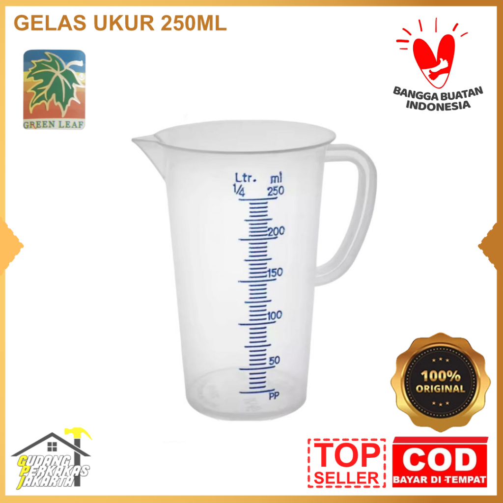 GREEN LEAF GELAS UKUR 250ML PLASTIK GELAS TAKAR 250 ML MEASURING CUP