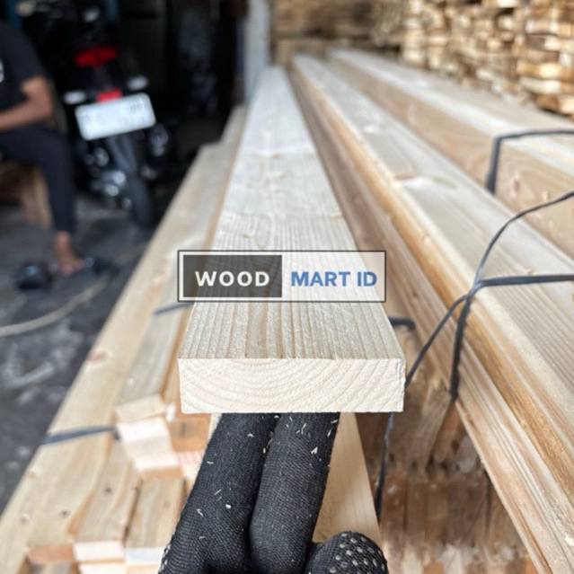 Kayu jati belanda serut 2 meter | Kayu sauna | Kayu jati belanda 2 x 7 x 200 cm