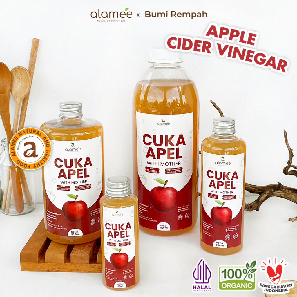 

ALAMEE Cuka Apel Original Vinega With Mother Premium Organik Apple Cider Vinegar Vinega Sari Buah