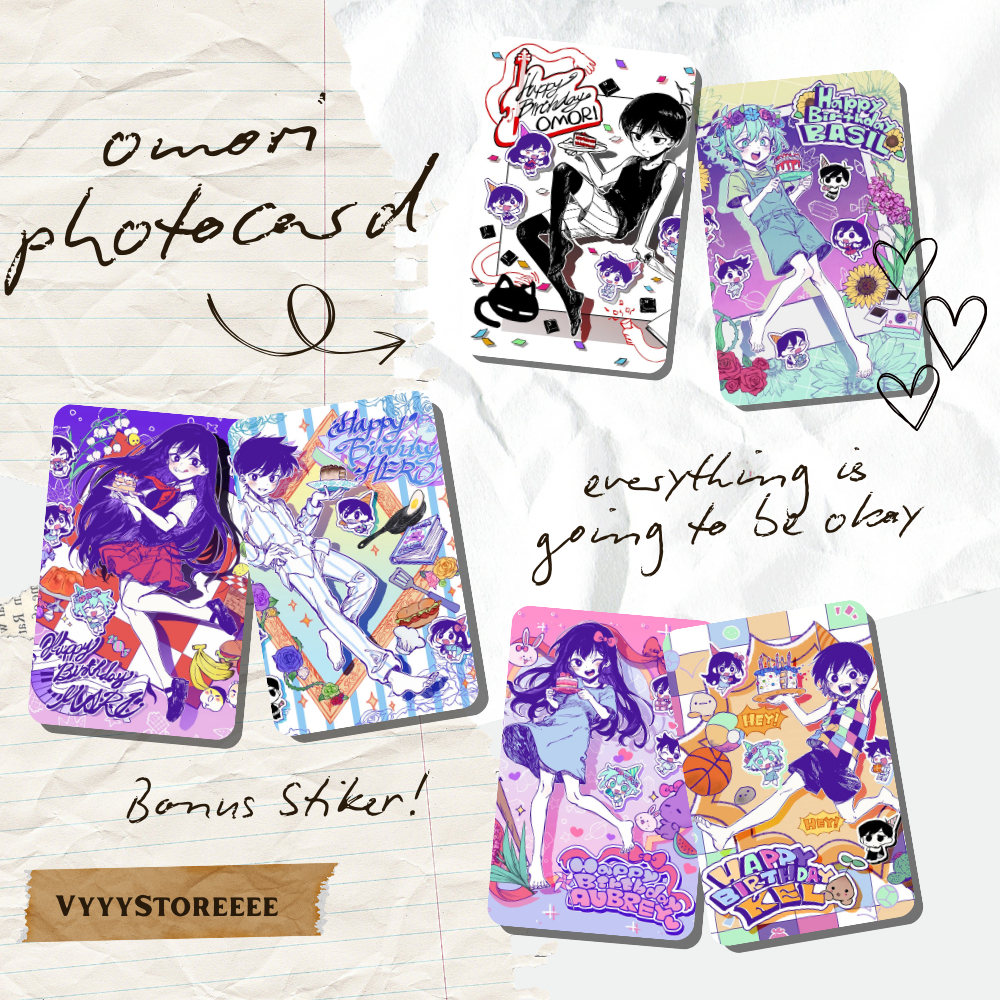 [VyyyStoreeee] OMORI Photocard (Omori, Basil, Aubrey, Kel, Hero, Mari) (Free Sticker)