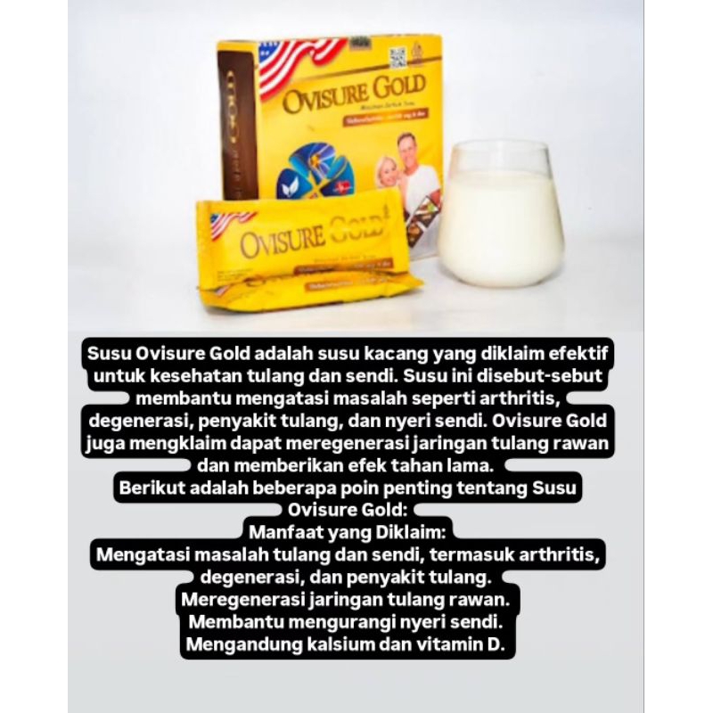 

ovisure gold susu untuk tulang dan sendi/1 box isi 12 sachet/kemasan baru