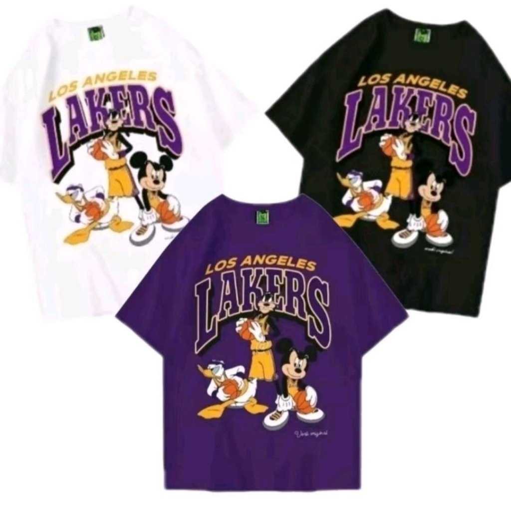 Kaos Los Angeles Lakers Mickey Mouse Kaos big size 7XL 6XL 5XL 4XL 3XL 2XL Kaos jumbo