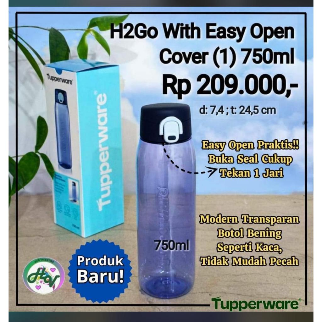 TUPPERWARE BOTOL H2Go 750ML HITAM - BOTOL MINUM MENGGUNAKAN SEAL