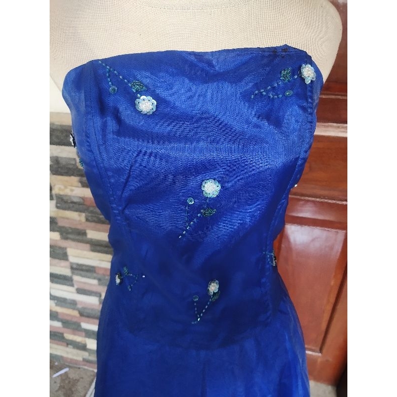 Dress Pesta Biru Elektrik
