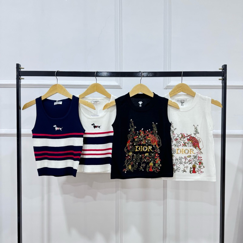 Tanktop Rajut Branded Motif Lucu-Lucu