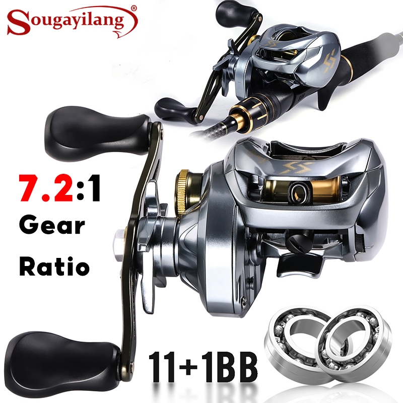 Sougayilang 7.2:1 Reel Reel Pancing Drag Kuat 17.64 lbs 11+1 BB Stainless Steel Anti Karat Ringan & 