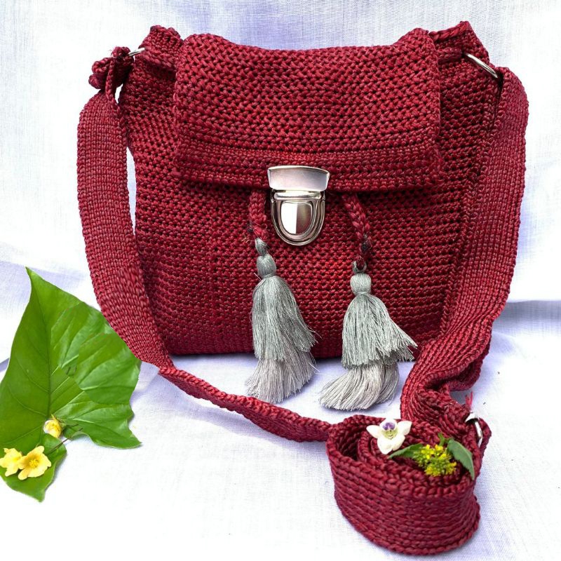 TAS RAJUT SLINGBAG OVAL SERUT & SLOT POLOS SELEMPANG WANITA PREMIUM