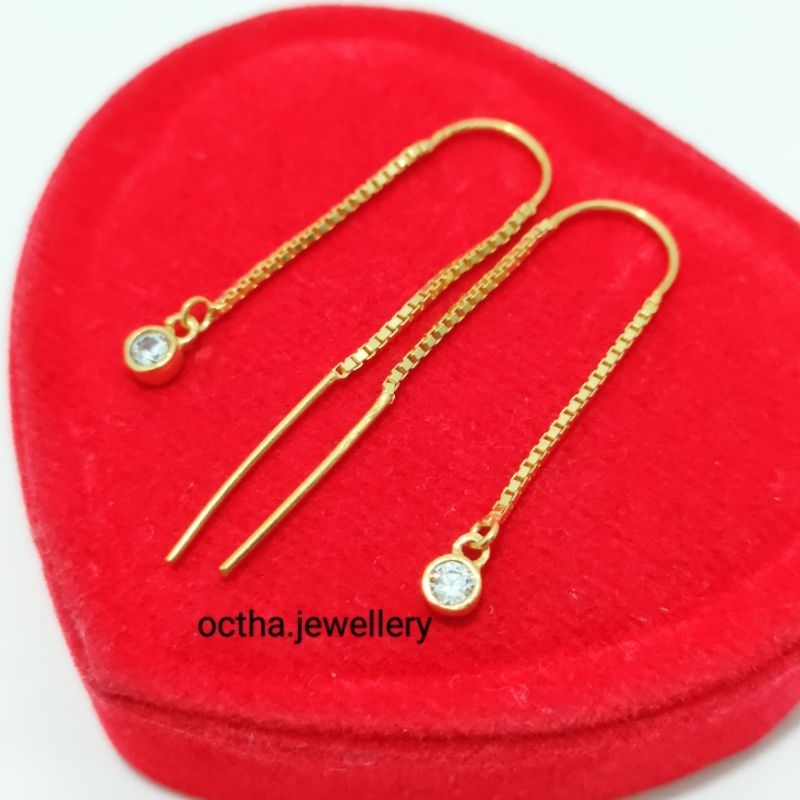 ANTING JARUM PERAK 925 LAPIS MAS