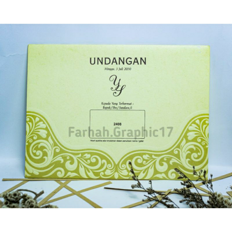 Cetak Undangan Pernikahan elegan softcover Amplop (ERBA 2408)  Free Plastik Opp