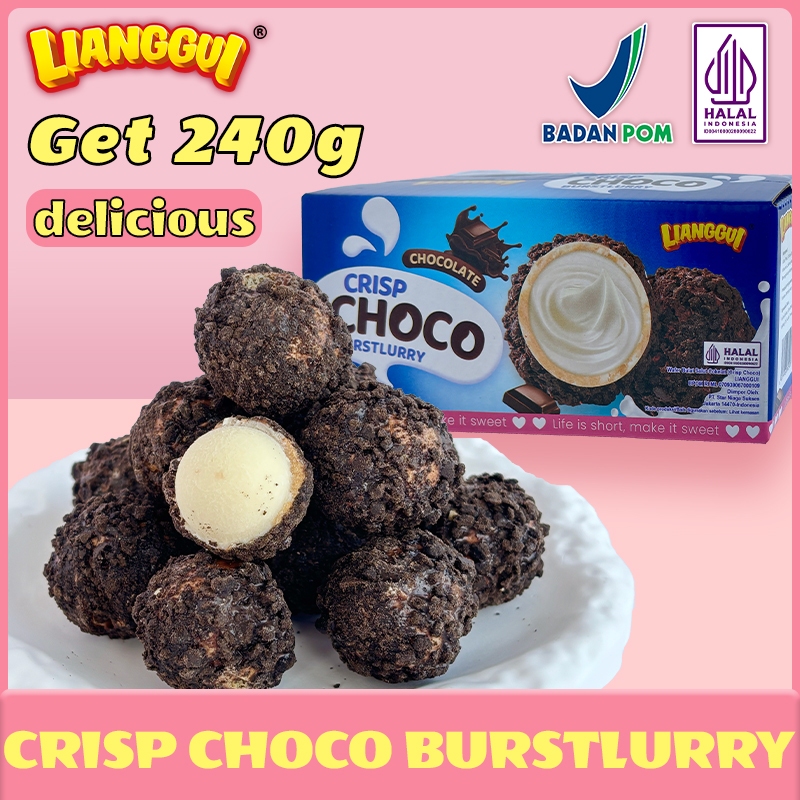 

240g Lianggui Bola Choco Lumer HALAL - Snack Renyah & Meleleh, Cemilan Kantor Enak dengan Aroma Susu