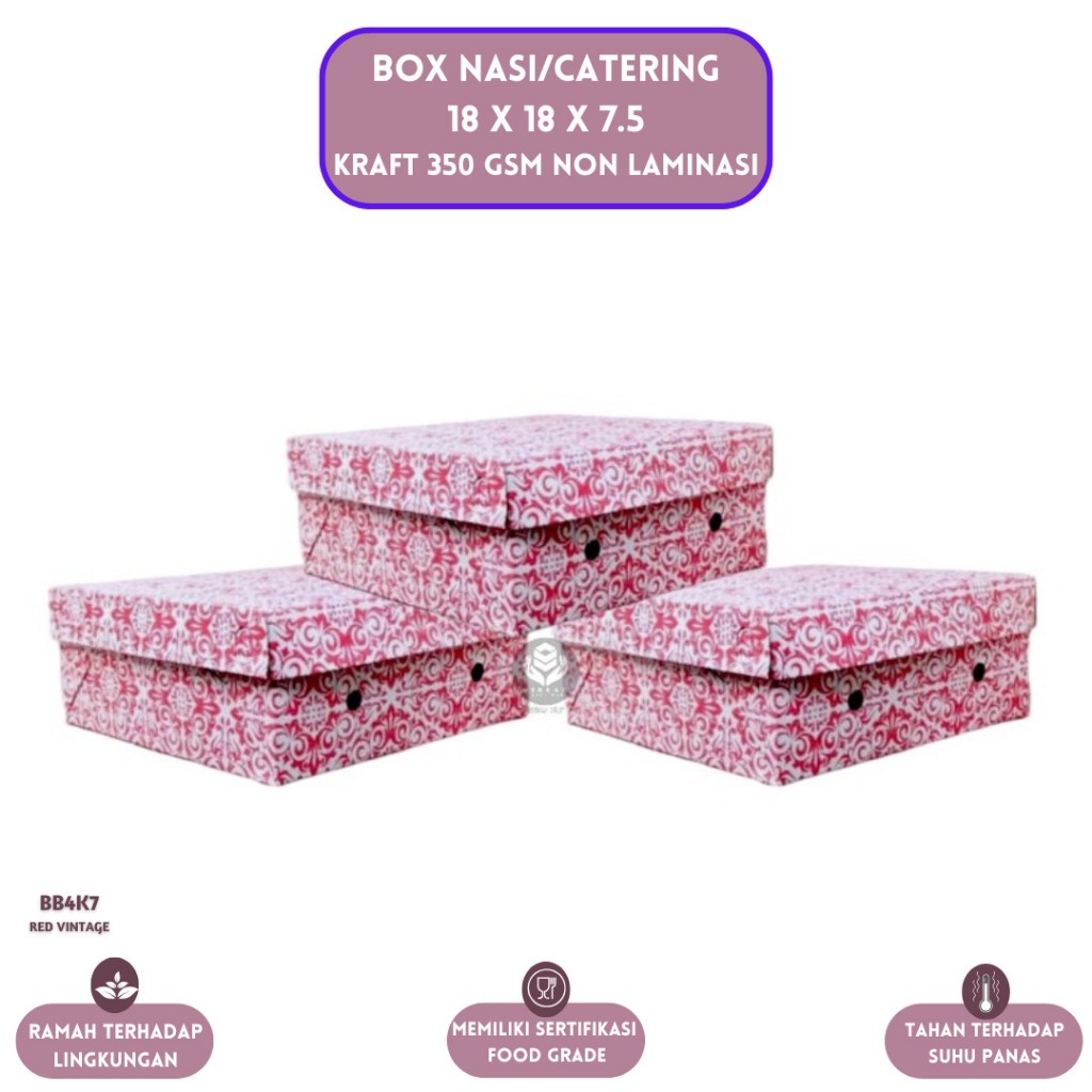 Box Nasi 18x18 Dus Nasi 18x18 Tebal 350 Gsm Dus Nasi Kotak (BB4K7)