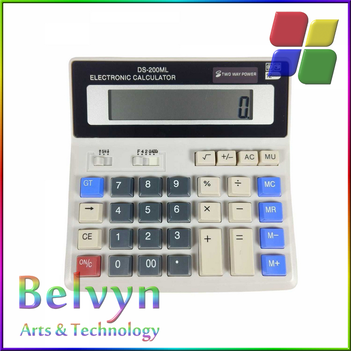 

DEXIN Kalkulator 12 Digit Large LCD Display Two Way Power Solar - DS-200ML - Silver