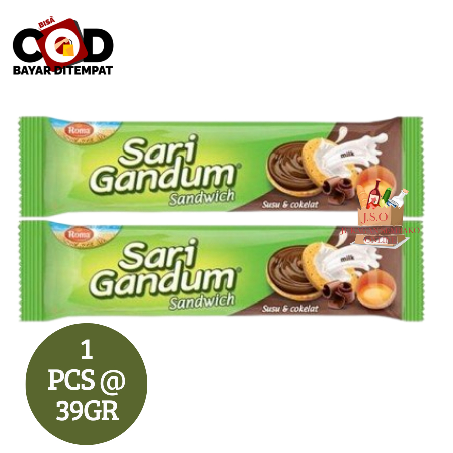 

(JSO) Roma Sari Gandum Sandwich Susu & Coklat 39gr Snack Cemilan Anak Sehat Murah