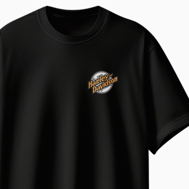 Kaos Baju Harley Davidson Logo Font Orange Tshirt