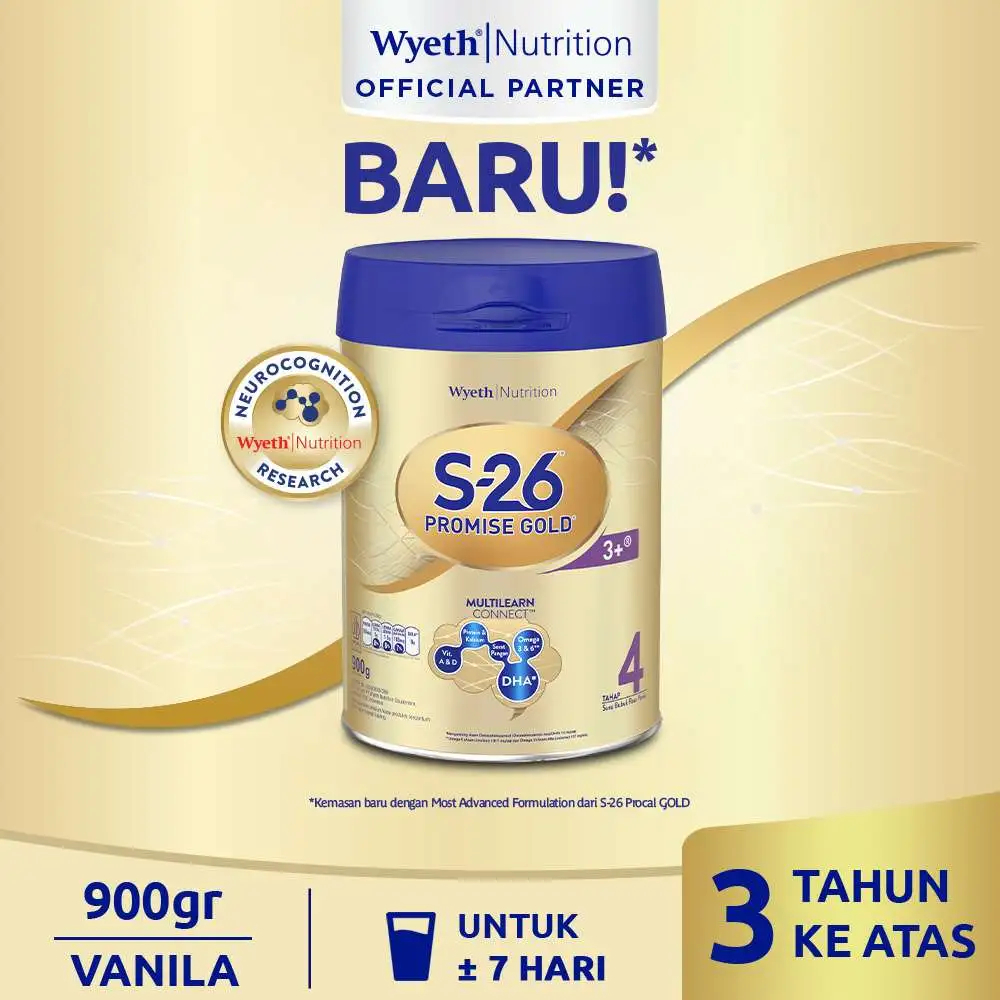 

S-26 Promise Gold Tahap 4 Vanila Susu Pertumbuhan Anak Usia 3-12 Tahun Kaleng 900Gr